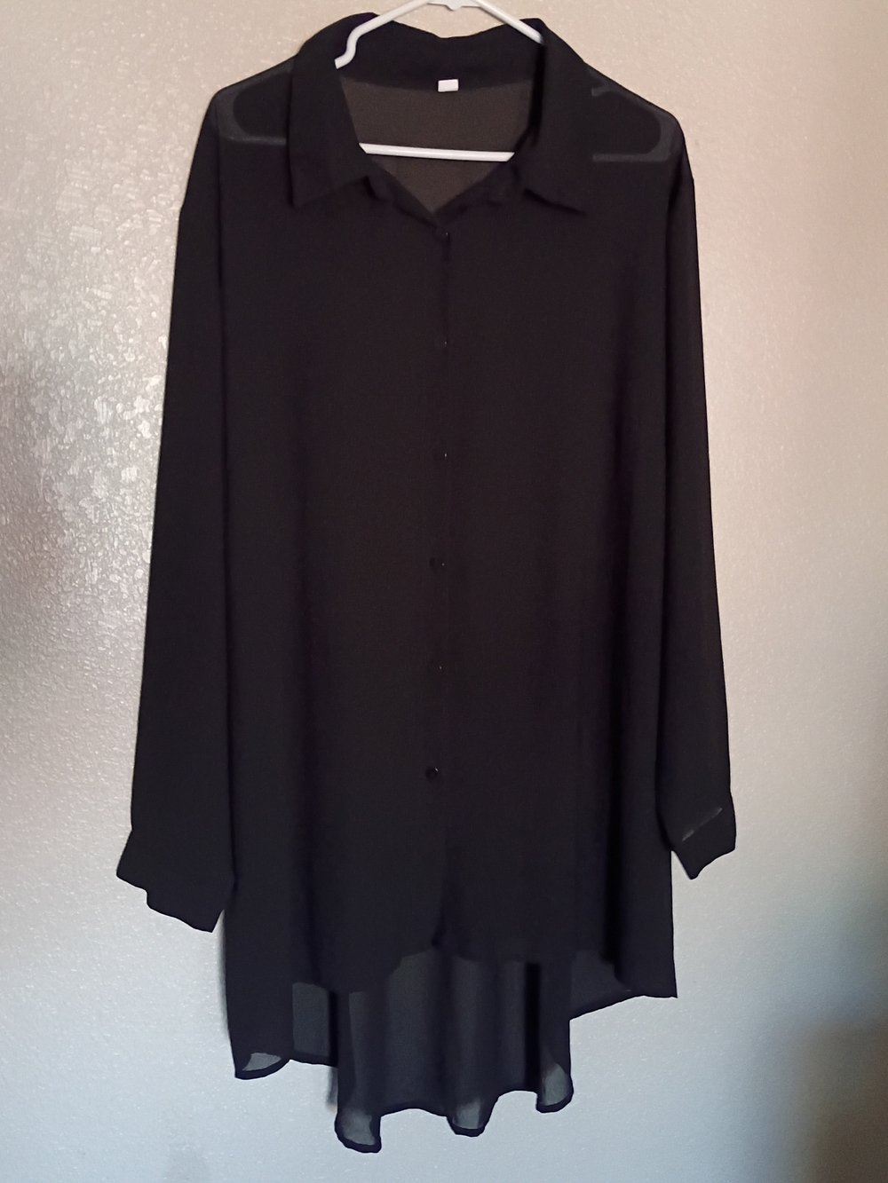 Classic Black Sheer Button-Front Women's Blouse
